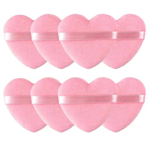 Miniatura 12 de 6 piezas de soplo de polvo para cara suave en forma de corazón para polvo suelto, polvo mineral, polvo corporal, terciopelo, base cosmética, 6