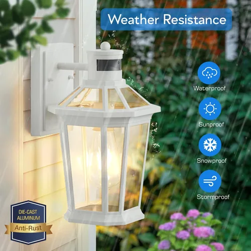 Miniatura 4 de VIANIS Luces exteriores grandes con sensor de movimiento negro, rango de detección ajustable, accesorios de iluminación exterior de aluminio