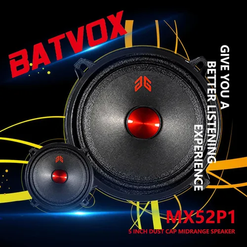 Miniatura 6 de MX52P1 Altavoz de Rango Medio de 5 Pulgadas 160 Vatios 4 Ohmios Tapa Antipolvo Roja, Altavoces de Audio de Puerta de Calidad Premium para Sistema