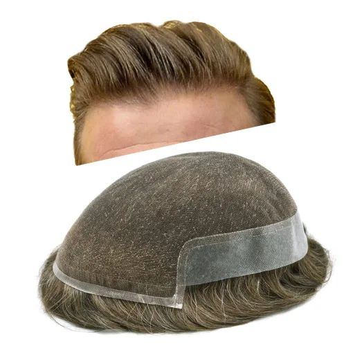 Miniatura 62 de Tupé para hombre, cabello humano real, suave encaje suizo frontal, tupé para hombres, sistema de cabello, extensiones capilar para hombre