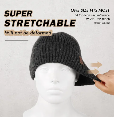 Miniatura 3 de Wmcaps Gorros cálidos para hombres y mujeres, gorro con forro polar cálido para invierno, unisex, a la moda, gorro de punto con puños