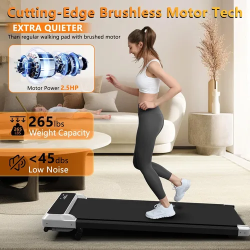 Miniatura 3 de Cinta de caminar de 3 en 1 con inclinación, caminadora de escritorio de 2.5 HP para oficina en casa, caminadora compacta de 265 LBS con pantalla