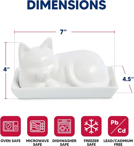 Miniatura 5 de HIC Kitchen Mantequillera para gatos con tapa, porcelana fina