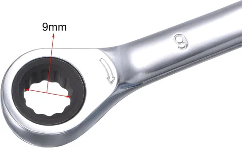 Miniatura 4 de uxcell Llave de trinquete de extremo de caja doble (0.315 in x 0.354 in) métrica 72 dientes 12 puntas llave de trinquete herramientas, CR-V