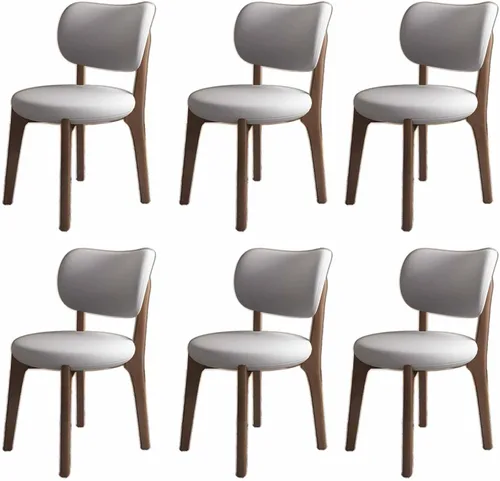 Miniatura 19 de Juego de 2 sillas de comedor tapizadas de cuero suave, sillas de comedor de madera maciza, con asiento acolchado y patas de madera para cocina, sala