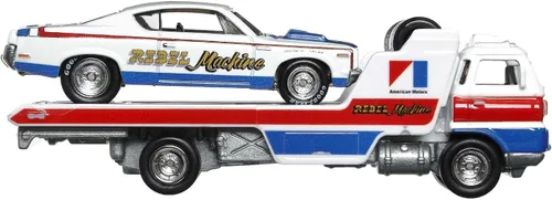 Miniatura 3 de Hot Wheels Equipo de transporte abierto con la máquina Rebel AMC '70
