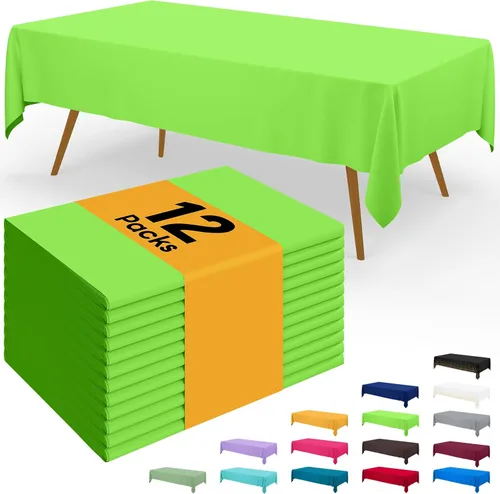 Miniatura 108 de Smiry - Juego de 6 manteles desechables, 54 x 78 pulgadas, manteles impermeables rectangulares para fiestas, cubierta de mesa de plástico