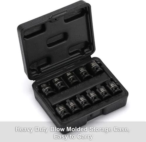 Miniatura 6 de CASOMAN 3/8-inch Drive Pipe Plug Socekt Set, SAE, CR-MO, unidad cuadrada macho cónica, unidad cuadrada hembra biselada, conjunto de 11 piezas