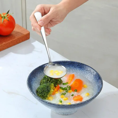 Miniatura 5 de Cucharones de sopa pequeños, cucharones de cuchara de sopa para salsa, 2 unidades SUS 304 de acero inoxidable no magnético de 7.6 pulgadas redondas