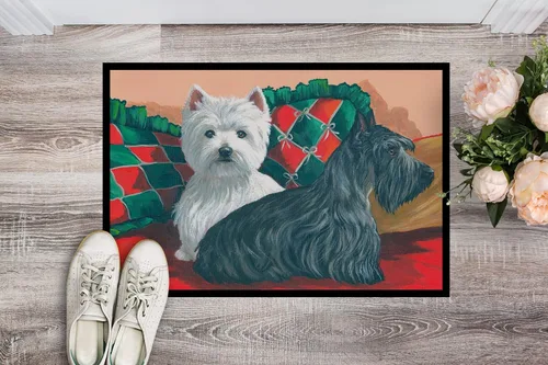 Miniatura 3 de Caroline's Treasures PPP3277MAT Westie and Scottie Great Scots - Tapete para puerta delantera, 18 x 27 pulgadas, para interiores y exteriores