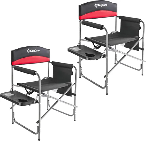 Miniatura 9 de KingCamp silla de director plegable de campamento, silla con asiento acolchado de gran tamaño con mesa y bolsillos laterales, soporta 396 libras