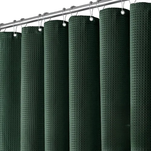 Miniatura 33 de Dynamene cortina de ducha de lino burdeos - cortinas de tela de nido de abeja texturizadas y resistentes para baño, 256GSM, juego de cortinas