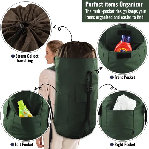 Miniatura 4 de JOINPRO Bolsa de lavandería con mochila, bolsas de lavandería de viaje extra grandes de 125L con correas de hombro, diseño ajustable y extensible