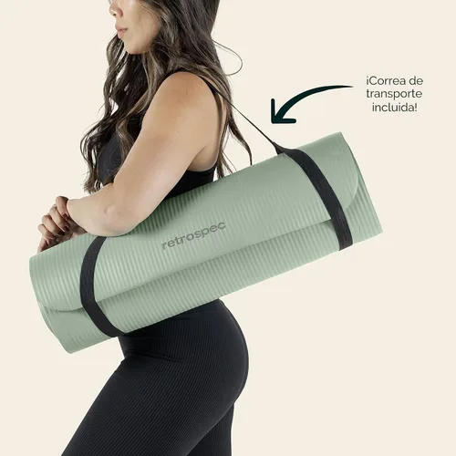 Miniatura 7 de Retrospec Solana - Tapete de yoga de 1 pulgada de grosor con correa de nailon, unisex, antideslizante, para yoga, pilates, estiramiento, ejercicios
