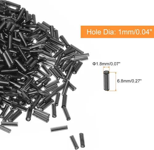 Miniatura 2 de uxcell 1200 cuentas de corneta, cuentas espaciadoras de tubo negro de 0.268 x 0.071 in, cuentas de vidrio forradas para hacer joyas, pulseras