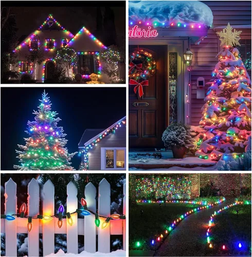Miniatura 8 de C9 Luces de Cadena de Navidad, 25 pies 26 Bombillas Brillantes y Multicolores para Exteriores, Luces de Navidad para Techo, Patio, Jardín