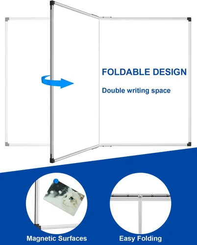 Miniatura 2 de XBoard Pizarra magnética de borrado en seco de 48 x 36 pulgadas, tablero blanco plegable de 4 x 3 pies para pared con bandeja de marcadores, marco