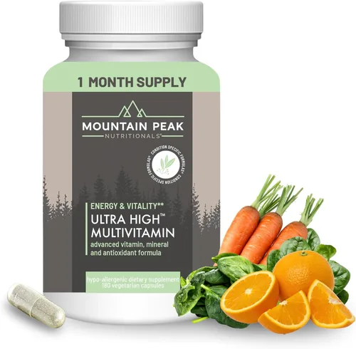 Mountain Peak Nutritionals Multivitamínico ultra alto para hombres y mujeres, con vitaminas A, B12, B6, C, D, E, magnesio, zinc, ácido fólico,