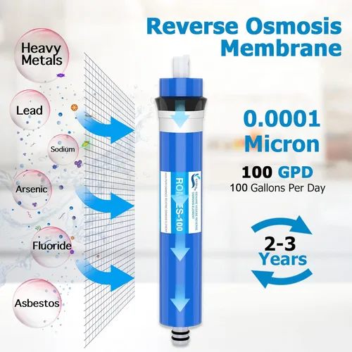 Miniatura 2 de Filtro de membrana de ósmosis inversa 100 GPD RO de 12 x 1.8 pulgadas, repuesto para debajo del fregadero, sistema purificador de filtración