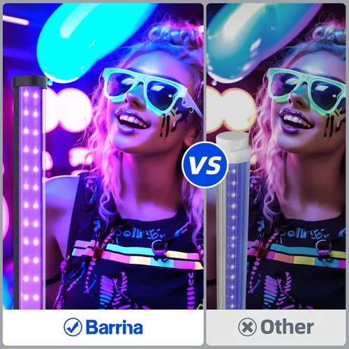 Miniatura 7 de Barrina Barra de Luz Negra LED, Perfecta para Fiestas, Halloween, Accesorio de Luz Negra UV Vertical de Pie T10, 42W, 385-400nm, Altura de 4 Pies