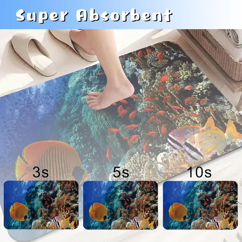 Miniatura 3 de Tapetes de baño antideslizantes de secado rápido, tapete de baño de goma, súper absorbente, tapete de baño lavable, tapete de baño para suelo