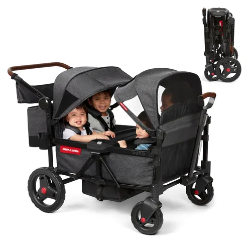 Miniatura 31 de Radio Flyer Voya XT Cochecito Vagón para Bebé – Carrito Rodante de Juego al Aire Libre y Carrito de Playa con Ruedas, Vagón Cochecito Cuádruple