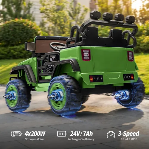 Miniatura 3 de Hikiddo - Camioneta eléctrica de paseo de 2 plazas, vehículo de juguete de 24 V 4x4 para niños de 4 a 8 años con control remoto, neumáticos EVA