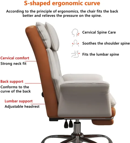 Miniatura 3 de Silla de oficina ejecutiva, silla de oficina grande y alta, silla ergonómica de cuero, sillas de escritorio para oficina en casa, sillas de negro