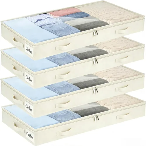 Miniatura 13 de Contenedores de almacenamiento debajo de la cama, paquete de 2 unidades, 4 pulgadas delgado de perfil bajo debajo de la cama, organizador