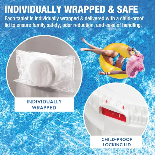 Miniatura 5 de Doheny's Tabletas de cloro estabilizadas de 3 pulgadas Tri-cloro 99% puro, 90% de cloro disponible Desinfectante de piscina de larga duración