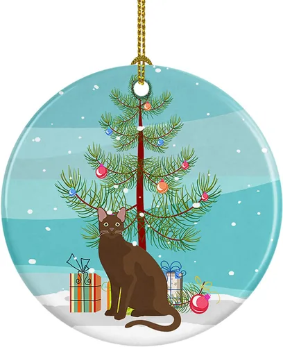Miniatura 137 de Caroline's Treasures Adorno de cerámica con texto en inglés "Merry Christmas" para colgar en el árbol de Navidad, decoración para el hogar, Navidad