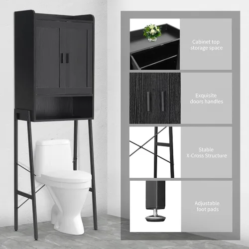 Miniatura 5 de apexnova Gabinete de almacenamiento sobre el inodoro, estante organizador de baño de madera que ahorra espacio sobre el inodoro con puerta doble