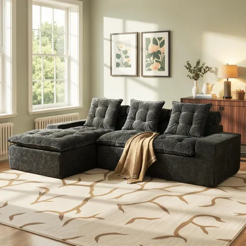 Miniatura 29 de 106" Cloud Boneless Couch with Chaise, L-Shape Deep Seat Sectional Couches, No Assembly Required, Convertible Modular Sleeper Sofa Bed, Living Room