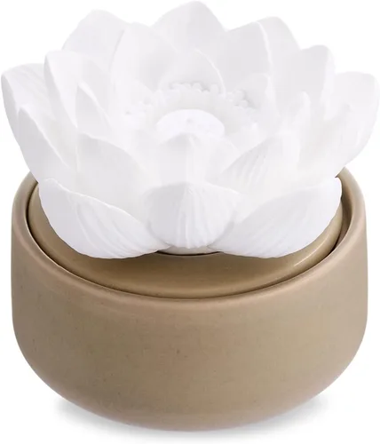 Miniatura 15 de Honeydak 1 pieza Difusor de cerámica de flores hecho a mano, difusor de aceite esencial pasivo de porcelana blanca con base, decoración decorativa