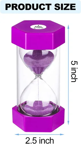 Miniatura 6 de SuLiao Reloj de arena colorido de 3 minutos, reloj de arena morado, temporizador de reloj de arena de plástico para niños, juegos, aula, cocina
