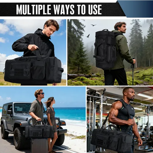 Miniatura 7 de Mochila táctica para gimnasio y viaje, mochila multifuncional para hombre, 45L, bolsa de lona deportiva militar con compartimento para zapatos