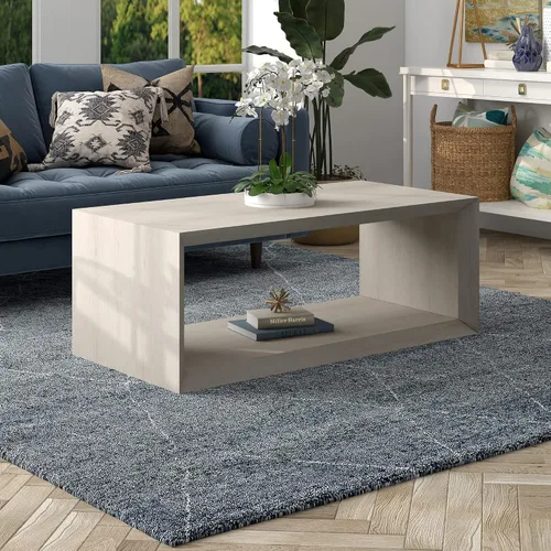 Miniatura 2 de Henn&Hart Mesa auxiliar rectangular de madera de 48 pulgadas con estante de almacenamiento abierto para sala de estar, sala familiar u oficina