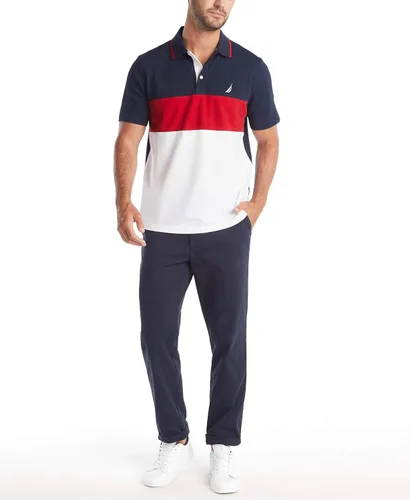 Miniatura 2 de Nautica Polo de manga corta 100% algodón piqué bloque de color para hombre