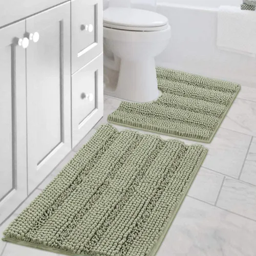 Miniatura 155 de H.VERSAILTEX - Alfombras de baño, juego de 2 piezas, alfombra de contorno para baño, juego de alfombras para inodoro, alfombra antideslizante