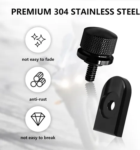 Miniatura 2 de Cromo plateado para perno de asiento Harley Perno/tornillo de acero inoxidable con cubierta de perilla de montaje Compatible con Harley-Davidson