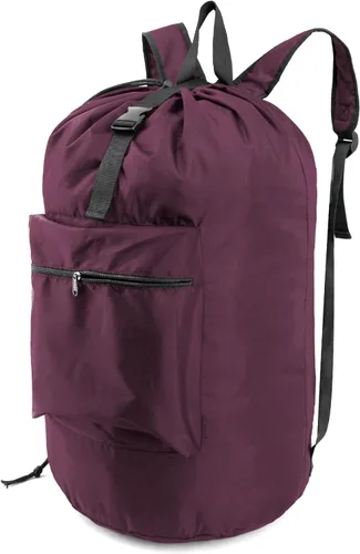 Miniatura 10 de BeeGreen Mochila de lavandería verde musgo para viaje, bolsa de lavandería con correas de hombro ajustables y cierre de cordón, XL bolsa