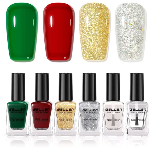 Miniatura 15 de GELLEN Juego de Esmalte de Uñas en 4 Colores Negro, Blanco, Gris & Base y Capa Superior, Esmalte de Uñas de Tendencia Otoño/Invierno Negro, Blanco
