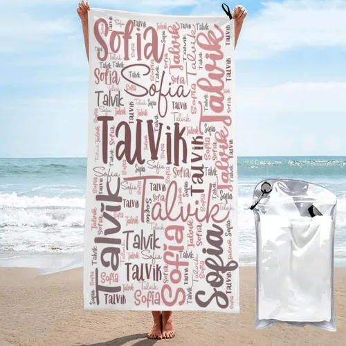 Miniatura 7 de Toallas de playa personalizadas para adultos, toallas de playa personalizadas con nombres para viajes, toallas de playa de microfibra, regalos