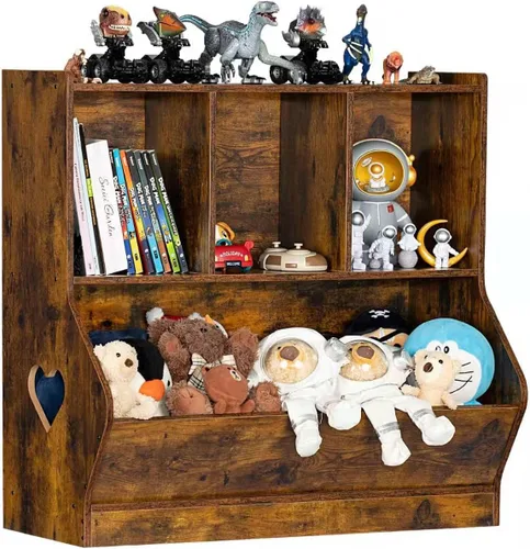Miniatura 13 de Lerliuo Estantería y organizador de almacenamiento para bebés y niños pequeños, gabinete y librero para niños, estante de madera con 3 Azul