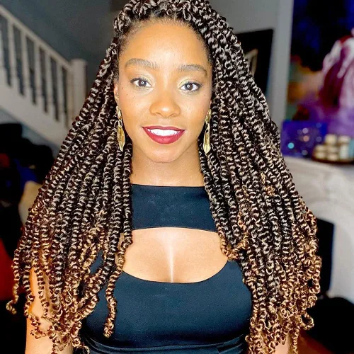 Miniatura 29 de 8 paquetes de extensiones de cabello sintético pretrenzado y prerrizado de ganchillo de 14 pulgadas, con rizos de pasión, para mujeres negras