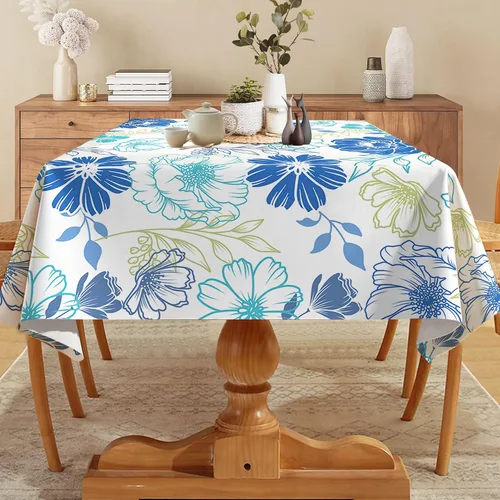 Miniatura 2 de Hexagram Mantel de verano de 60 x 84 pulgadas, mantel rectangular floral para temporada de granja para el hogar, picnic, cocina, comedor, decoración