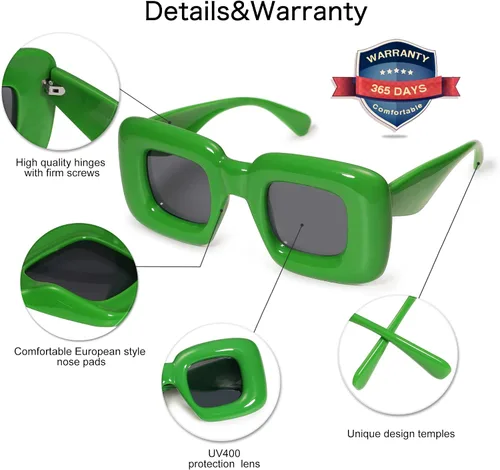 Miniatura 5 de VANLINKER Lindas gafas de sol cuadradas infladas para mujeres y hombres, gafas gruesas retro con marco grueso divertido máscara sombras VL9733