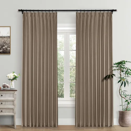 Miniatura 24 de Macochico Cortinas opacas de lino plisadas para oscurecer la habitación, panel con aislamiento térmico para dormitorio, sala de estar, sala
