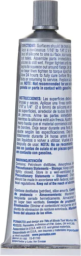Miniatura 4 de Permatex 81160 Junta de silicona RTV roja de alta temperatura, 3 oz