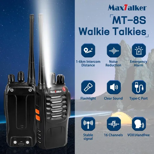 Miniatura 2 de MT-8S Walkie Talkies de largo alcance para adultos, radios Walkie Talkies con auricular de conducto, linterna, radio de 2 vías con batería